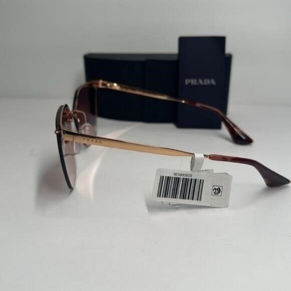 💯- New Prada Cinéma Dark Gold Irregular Cat Eye Sunglasses Cinéma Collection - Picture 12 of 12